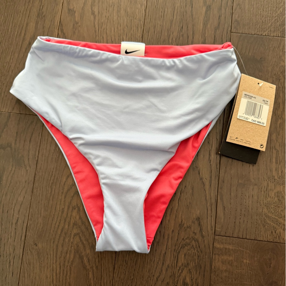 Nike High-Waisted Bikini Bottoms in Light Blue and Pink